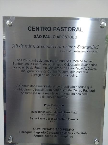 <i>Inauguração Centro Pastoral São Paulo Apóstolo &nbsp; &nbsp;(25/01/2019)</i>