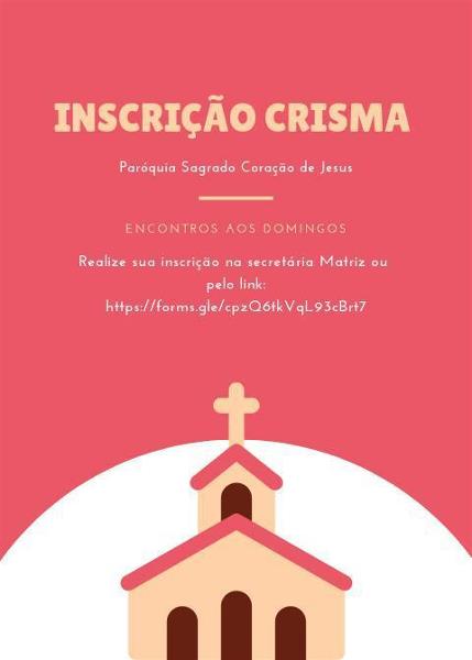 <i>Inscrições para Crisma    (30/06/2019)</i>